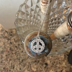 Sterling Silver Necklace with Peace Sign